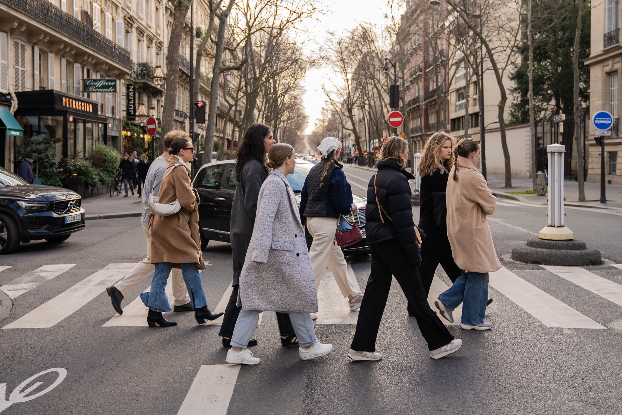 Students walking around the neighborhood