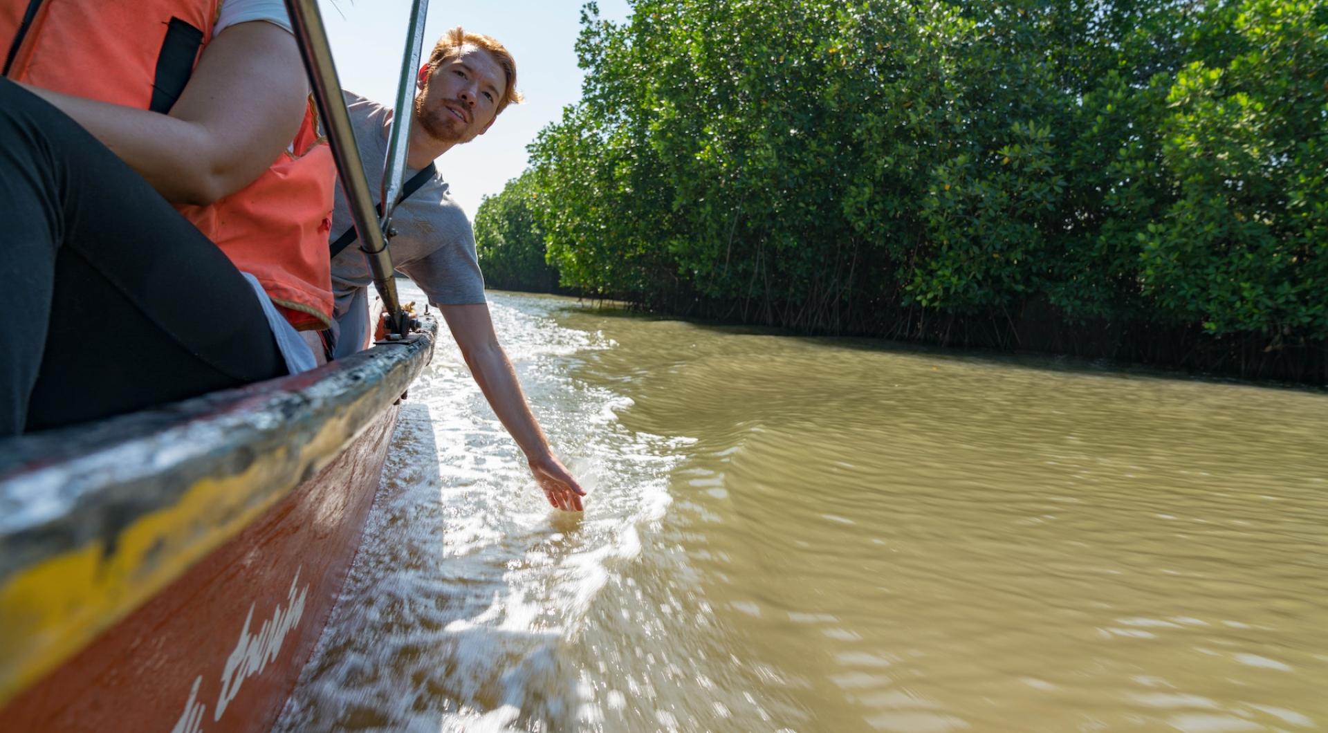 A student travels on the river