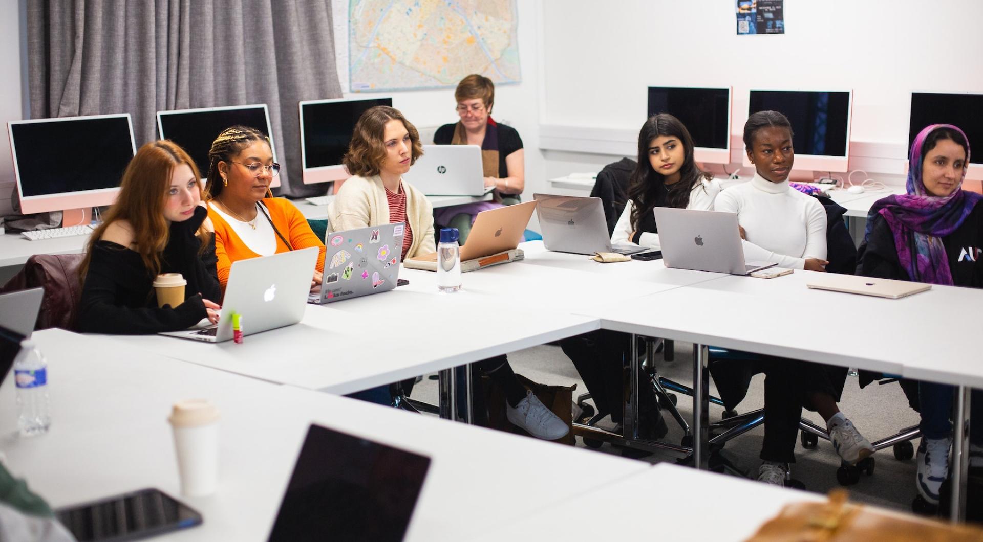 Students in the media lab