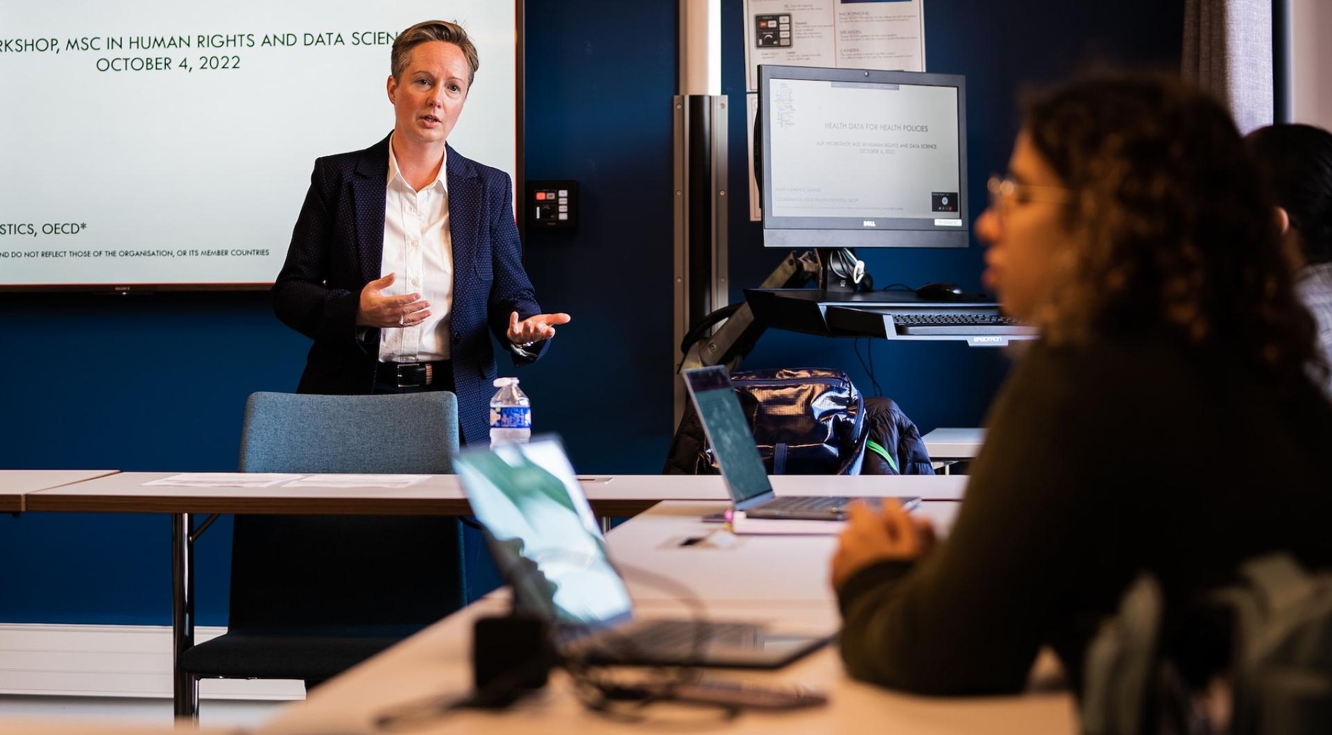 Marie-Clémence Canaud on campus teaching students