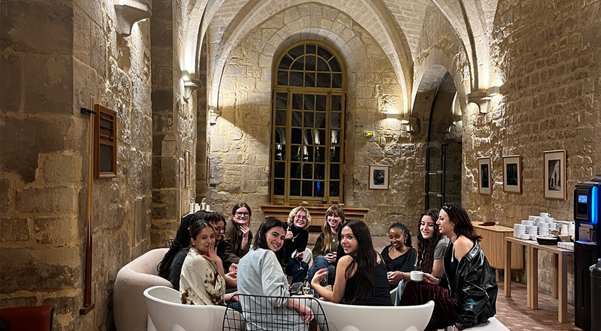 Students gather in the hall of Royaumont Students gather in the hall of Royaumont