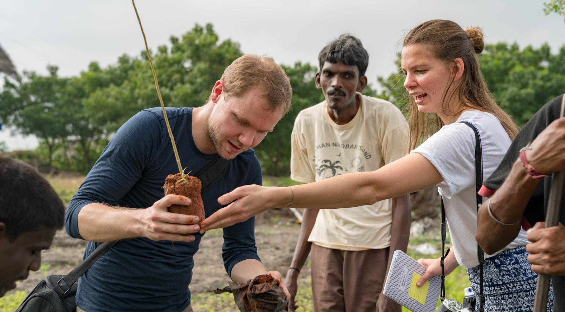 Students plant trees in India