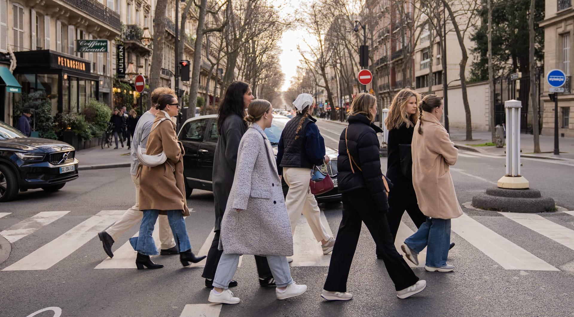 Students walking around the neighborhood