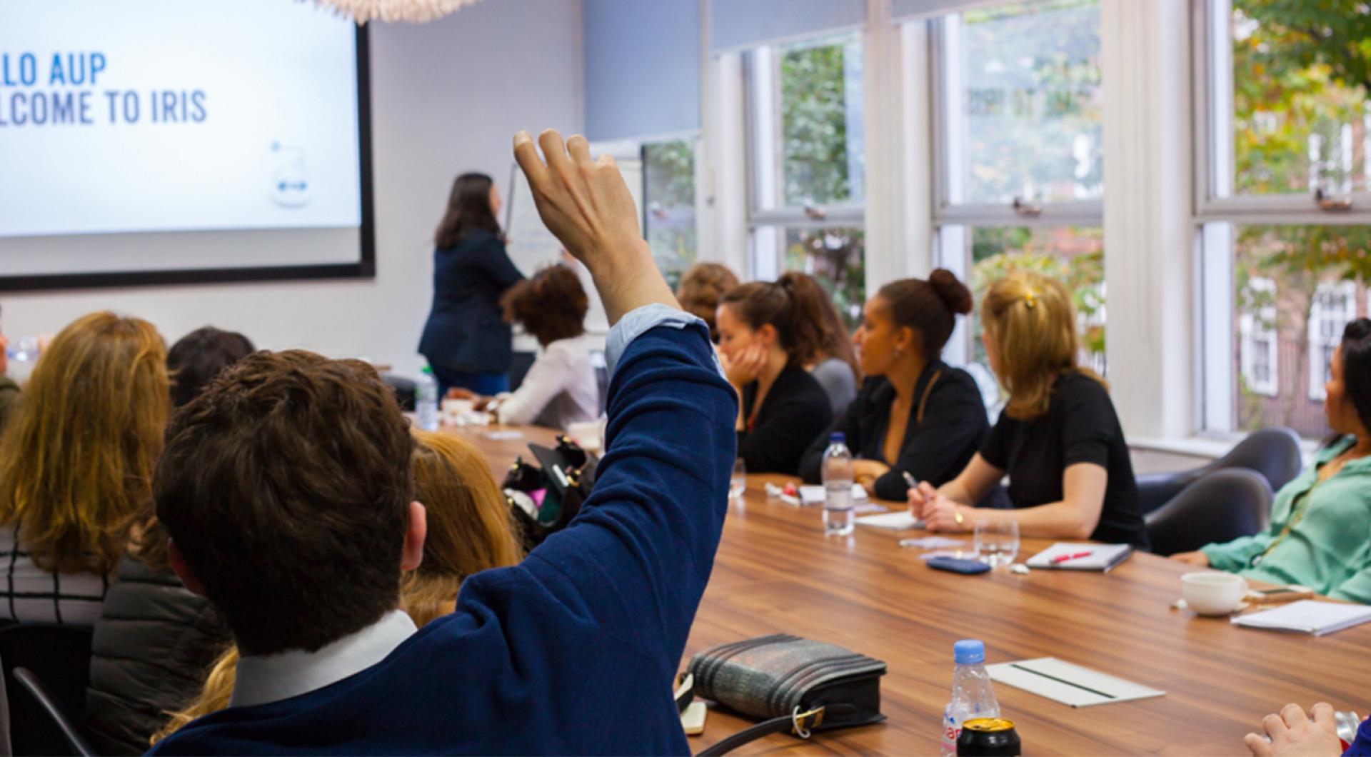 AUP students visiting an advertising agency in London as part of a branding study trip