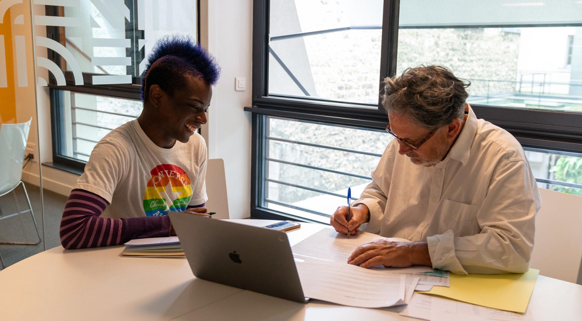 AUP student meeting with faculty advisor, Professor Waddick Doyle