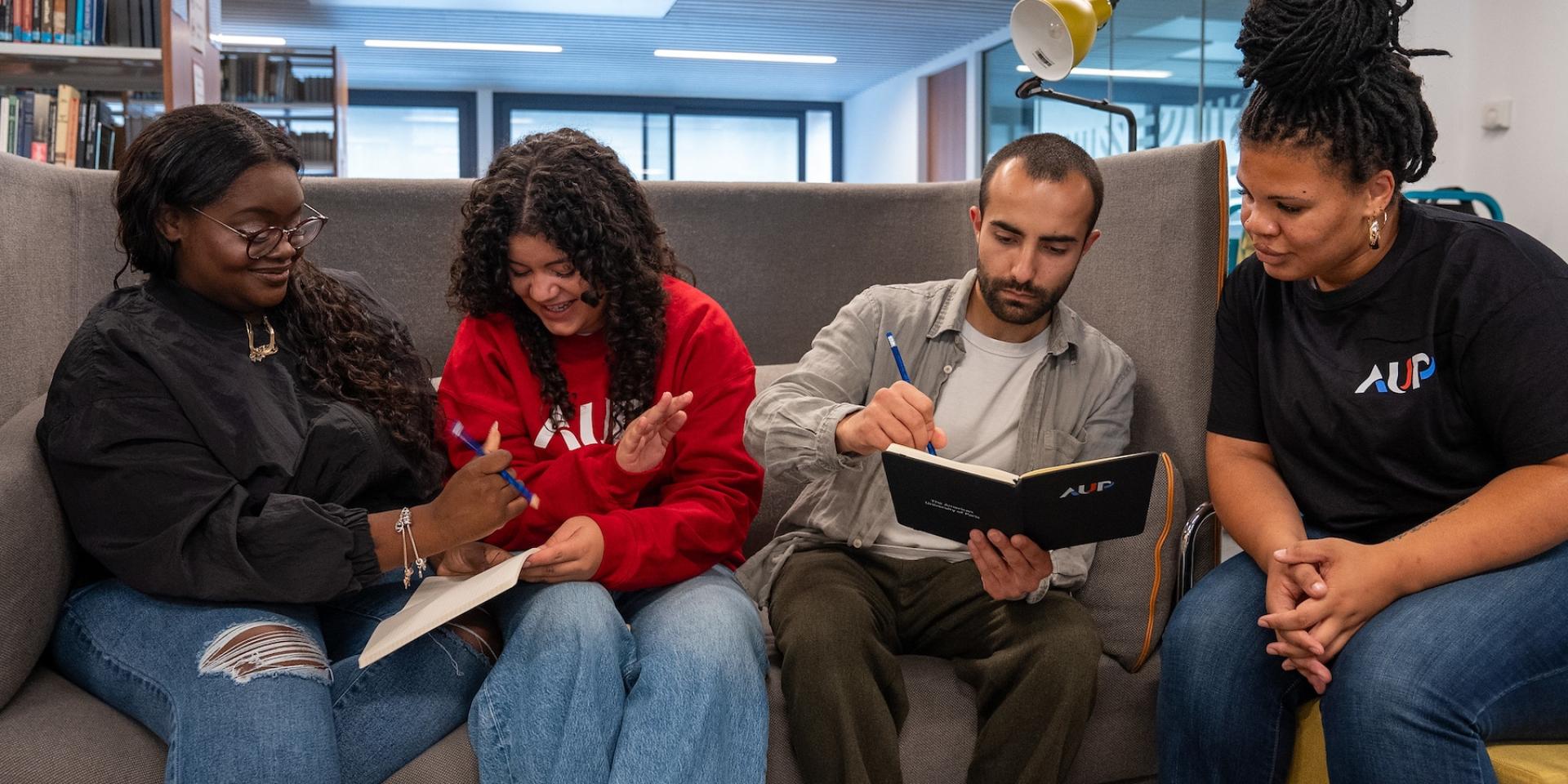 Students in the library on campus