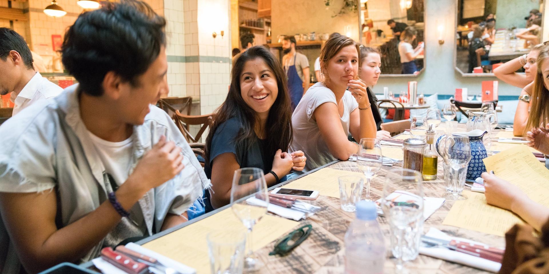 Students eating out in Paris