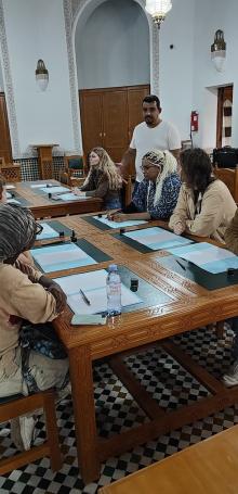 Students learn about caligraphy in Fez