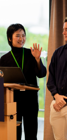 Students giving a presentation on campus