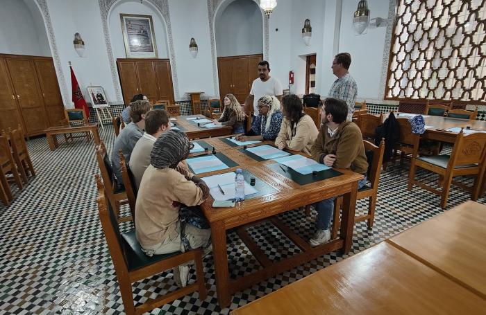 Students learn about caligraphy in Fez